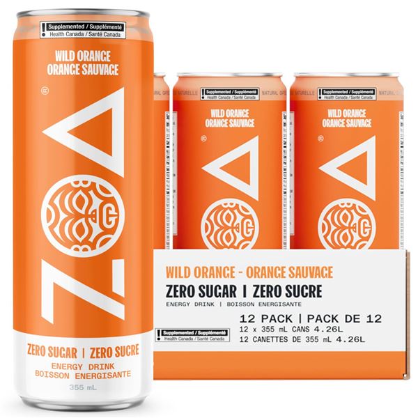 ZOA Wild Orange Energy Drink, 22 x 355mL