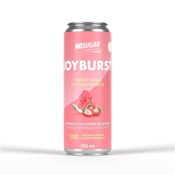 No Sugar Joyburst Energy Water Rose Frose 355mL, Set of 24 Cans