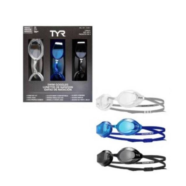 TYR Swim Goggles 3-Pack for Adults 16+