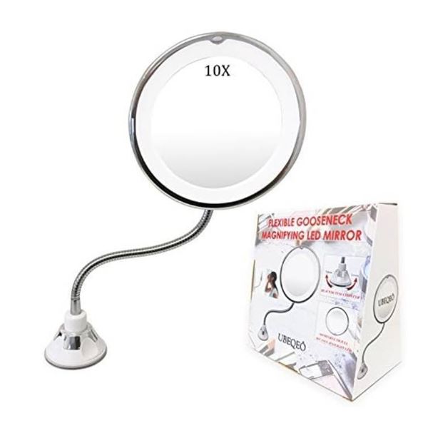 Flexible Gooseneck Magnifying LED Mirror with 360-Degree Swivel