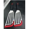 Image 4 : Fish Turner Spatula Set, 2pcs Silicone-Tip Slotted Stainless Steel Spatulas