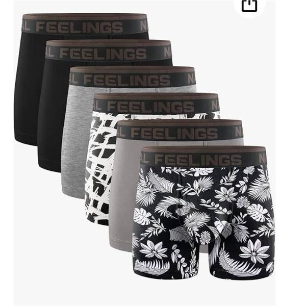 Natural Feelings Boxer Briefs Mens Underwear Cotton Men's Boxer Briefs Pack with Pouch Fly Size XL, 