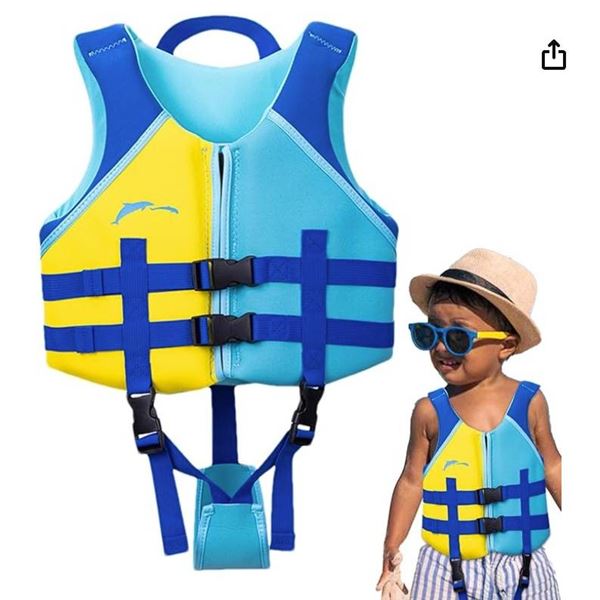 Child's Swim Vest with Dolphin Graphic and Adjustable Straps