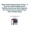 Image 2 : Magic Pants Hangers for Closet Organization, 2-Pack with 10 Metal Clips