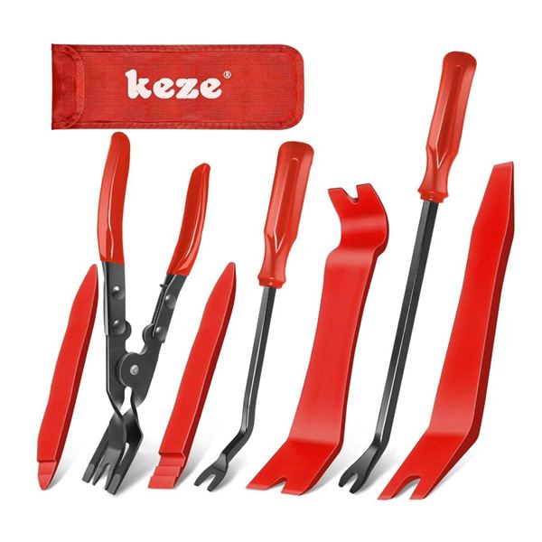 Keze 7 Pcs Auto Trim Removal Tool Kit for Car Panel Dashboard Door Clips and Upholstery with Plastic