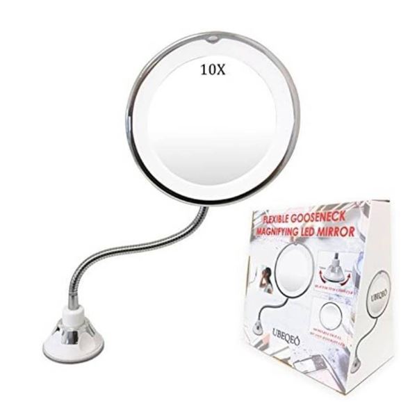 Flexible Gooseneck Magnifying LED Mirror with 5-Inch Diameter