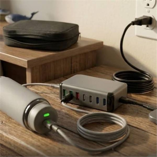 GaN 7-Port Fast Charger Station, Model HNT-KC08