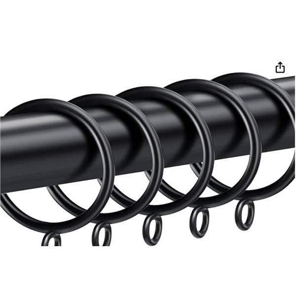30 PCS Curtain Rings, 1.5 Inch Curtain Rings Metal Drapery Ring for Curtain Rods Black