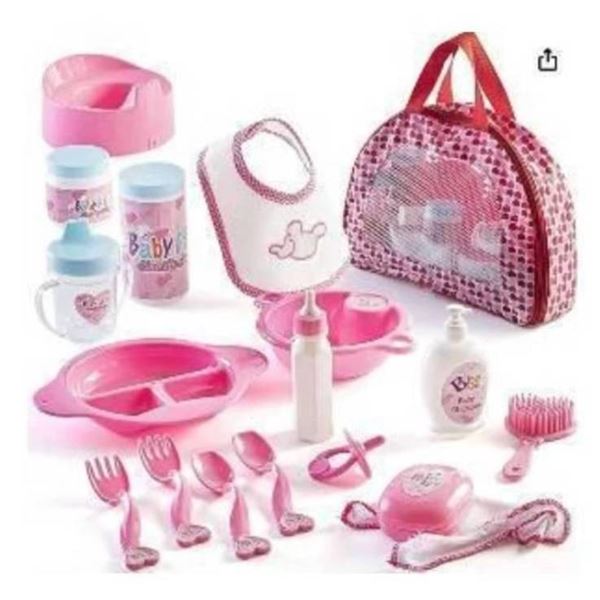 Prextex Baby Doll Accessories in Carrying Bag, 18pcs