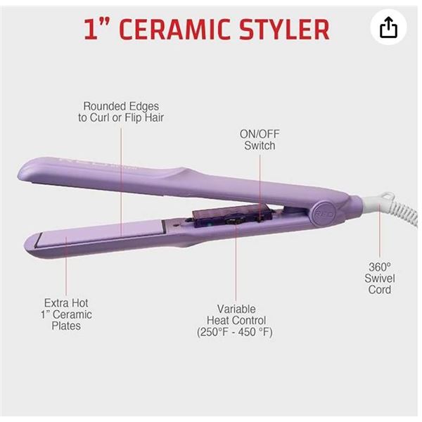 Red by Kiss 1" Ceramic Styler Flat Iron