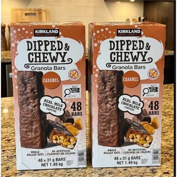 Lot of 2 x 48 x 31 g.  Kirkland Dipped and Chewy Granola Bars, Caramel