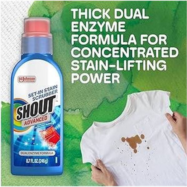 SC Johnson Shout Advanced Set-In Stain Scrubber, 3 Bottles, 738 mL Total