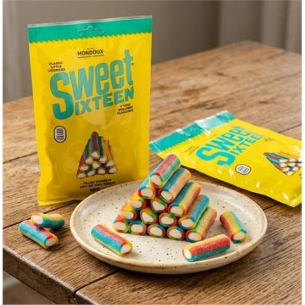 Mondoux Sweet Sixteen Rainbow Licorice, 100 g, 12-Count