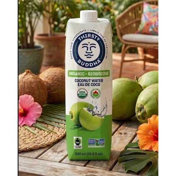 Thirsty Buddha Organic Coconut Water 12-Pack 330 mL Tetra Containers