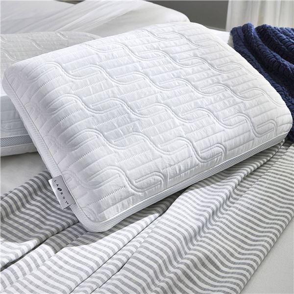 White Memory Foam Pillow with Tag and Barcode