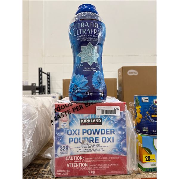 Kirkland Oxi Powder 5 kg and Ultra Fresh In-Wash Scent Booster 1.3 kg Combo