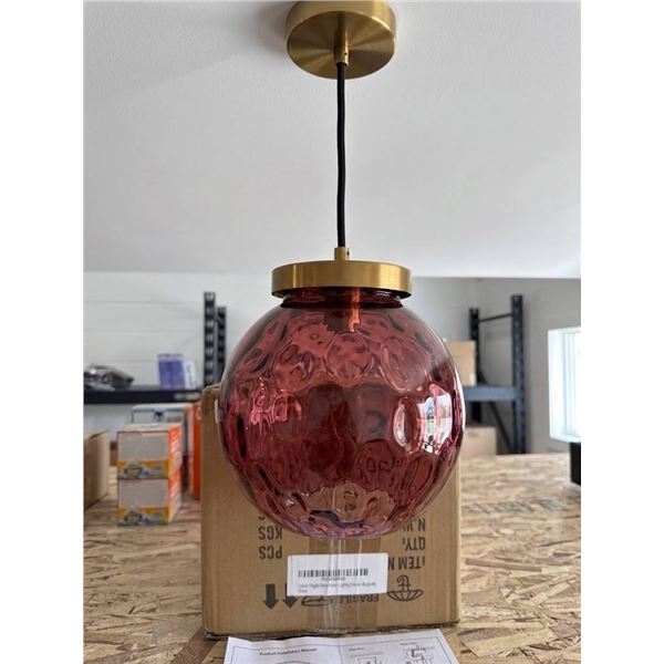 Ripple Glass Pendant Lighting Fixture - Burgundy, Model XY-438