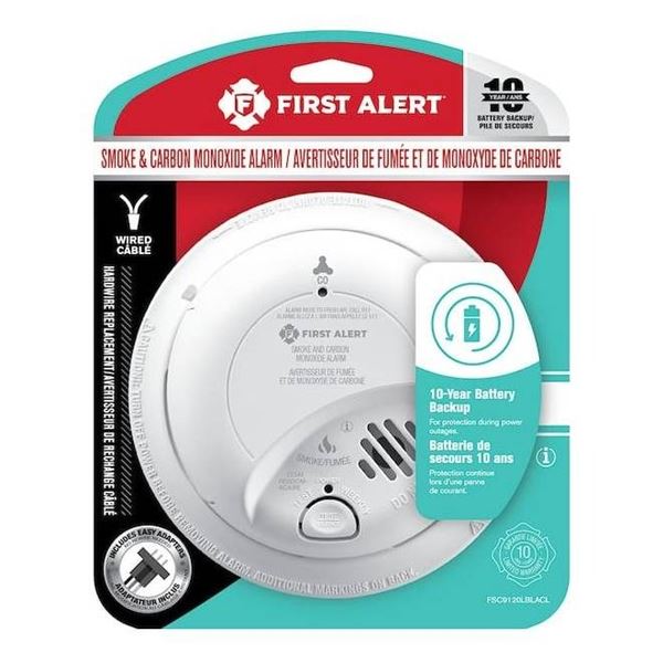 First Alert Smoke and Carbon Monoxide Alarm with Easy Adapter and Battery Backup