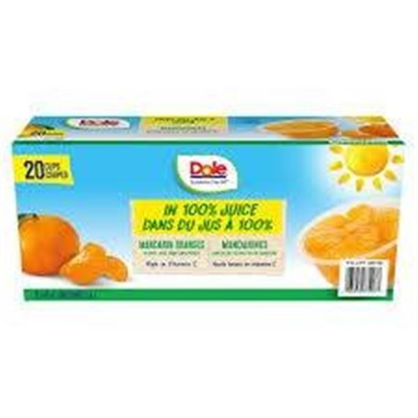 Dole Mandarin Oranges in Fruit Juice Cups, High in Vitamin C, 20 Cups Each