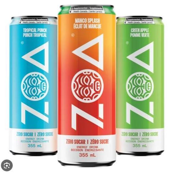 Zoa Energy Drink Variety Pack, 18 Cans, 16 fl oz Each