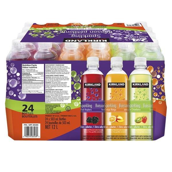 Kirkland Signature Sparkling Water Variety Pack, 24 Pack, 500ml Bottles