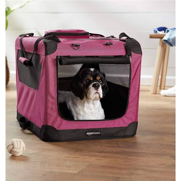 Amazon Basics Premium Folding Portable Soft Pet Crate, 36 Inches, Red