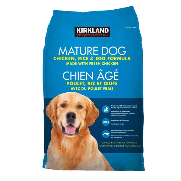 Kirkland Signature Mature Dog Food, Chicken Rice and Egg Formula, 18.1 kg