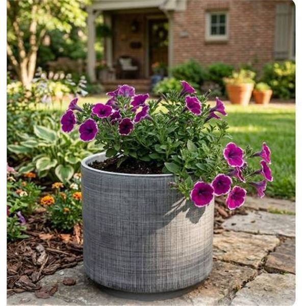 Rivet Rustic Textured Stoneware Planter in Dark Grey