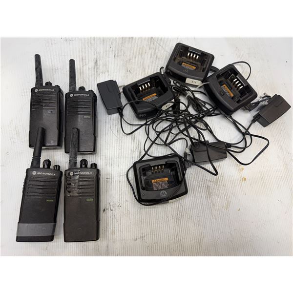 (4) Motorola #RDU2020 Radios w/ Charging Bases