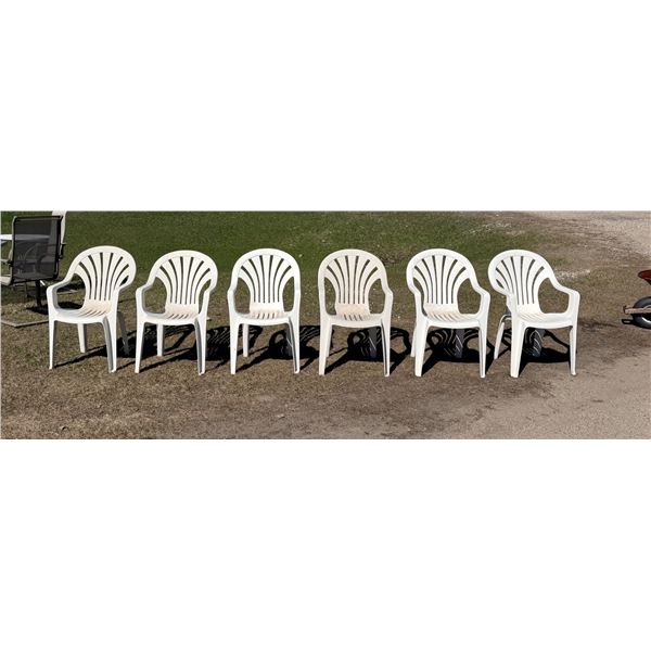 PLASTIC PATIO CHAIRS, SET OF 6
