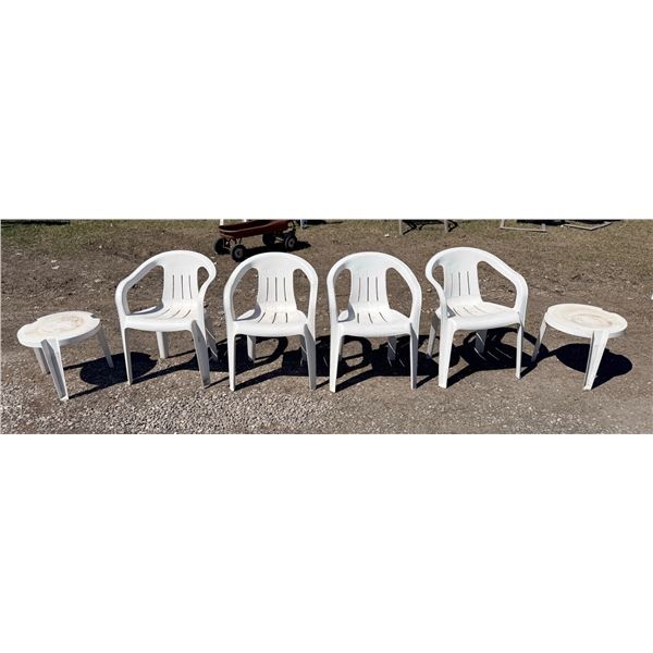 PATIO CHAIRS AND TABLES - FOUR CHAIRS AND TWO SIDE TABLES