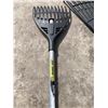 Image 2 : LAWN CARE LOT: RAKES, HOE, SHOVEL, AND BULB PLANTER