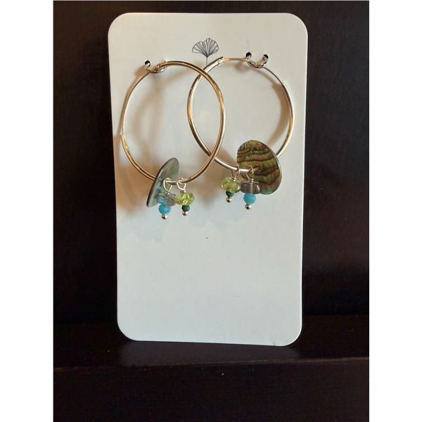 Sterling Silver & Gemstone Hoop Earrings