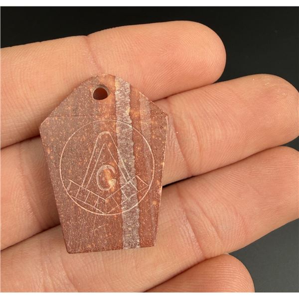Indian Catlinite Pipestone Masonic Pendant