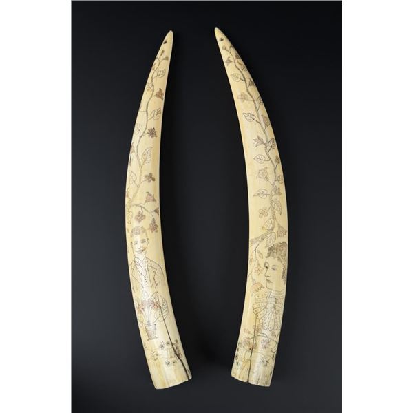 Happy Jack Angokwazhuk Scrimshaw Walrus Tusks