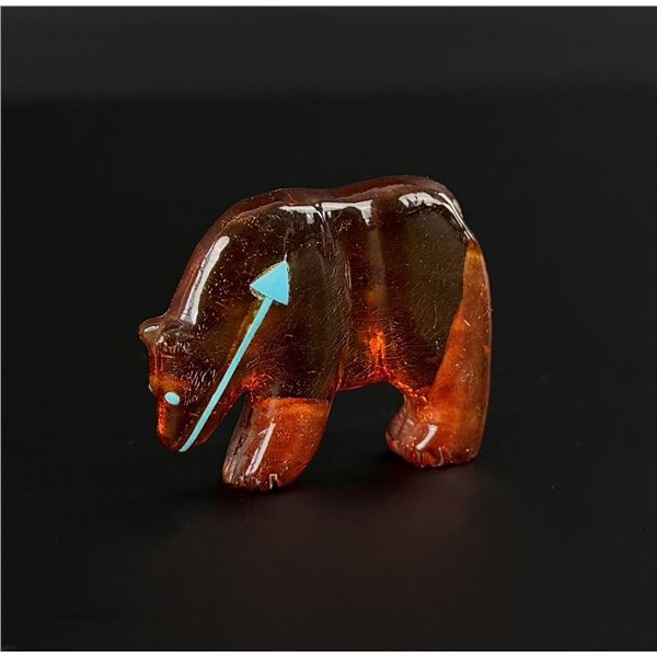 Andres Quandelacy Zuni Carved Amber Bear Fetish