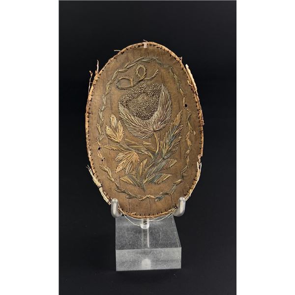 Ojibwe Indian Quilled Birch Bark Box Top