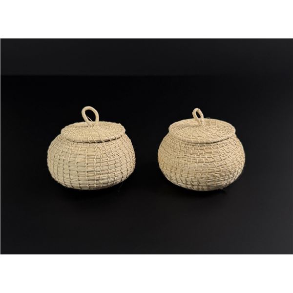 Set of Lidded Palm Baskets