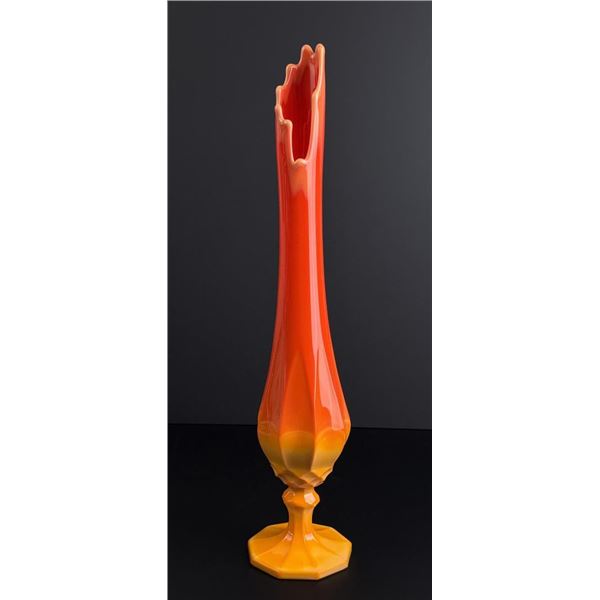 LE Smith Bittersweet Art Glass Swung Vase