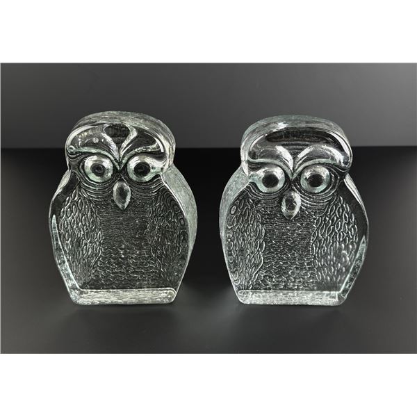 Blenko Art Glass Owl Bookends