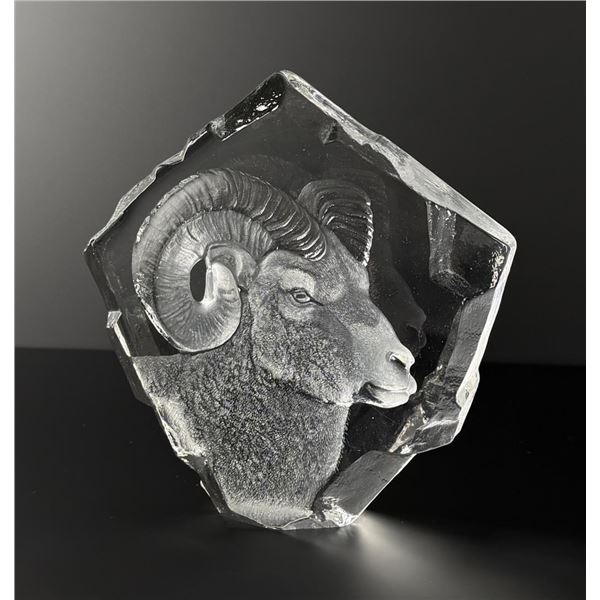 Mats Jonasson Bighorn Sheep Crystal Paperweight