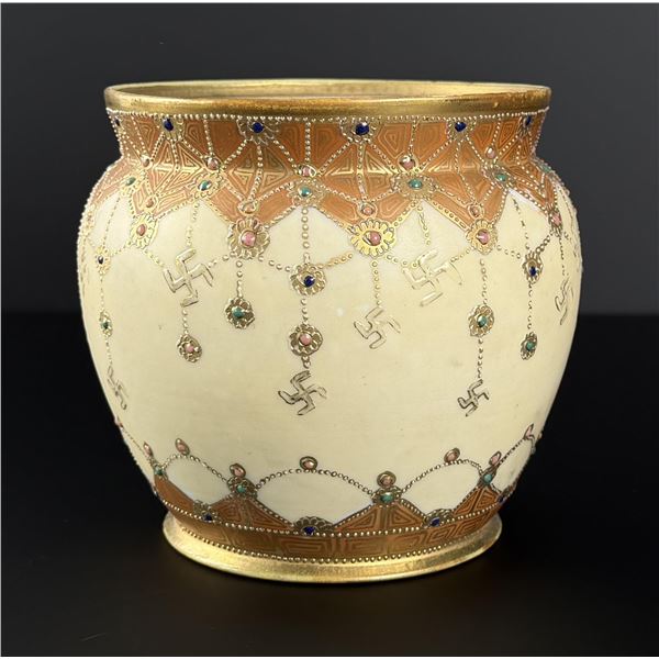 Nippon Porcelain Swastika Orientalist Pattern Jar