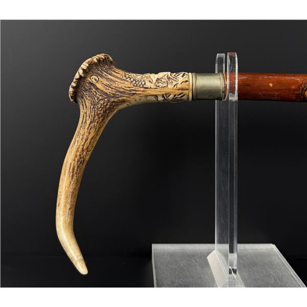 Victorian Stag Horn Handle Walking Stick Cane