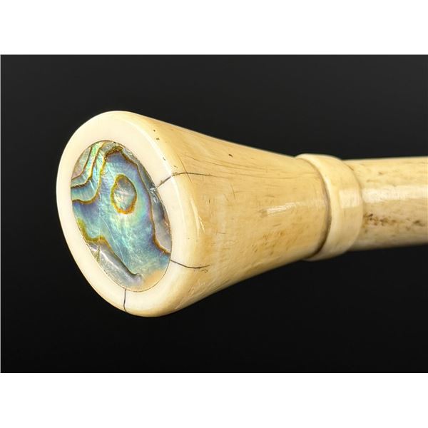 Whaler Made Scrimshaw Cane Walking Stick