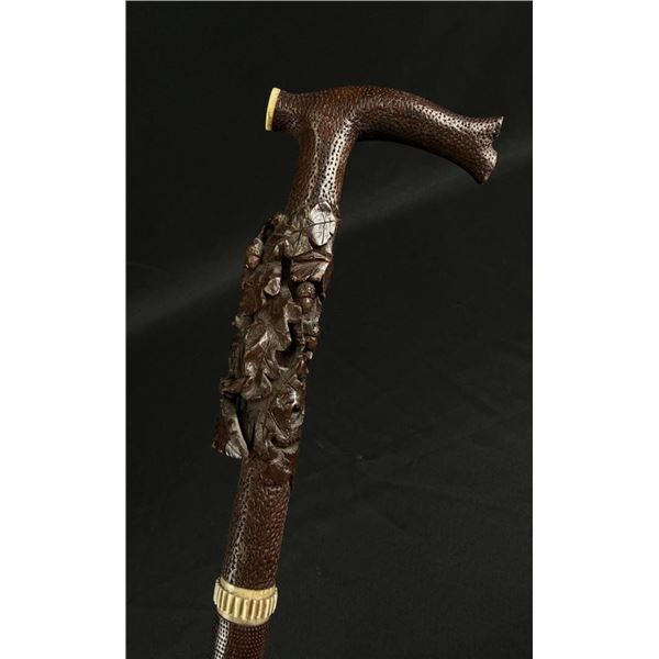 Folk Art Black Forest Walking Stick Cane