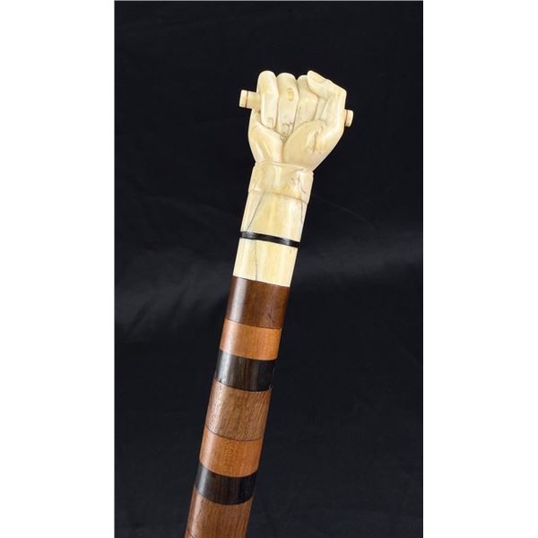Whaler Made Scrimshaw Cane Walking Stick