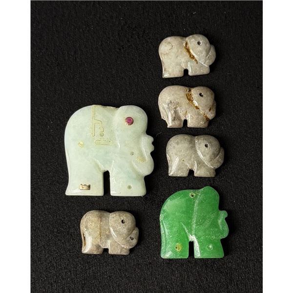 Collection of Carved Jade Elephants