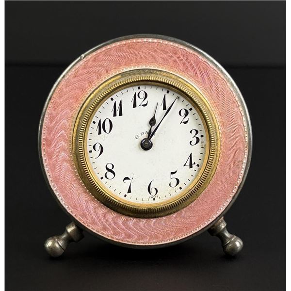 Foster & Bailey Guilloche Enamel Sterling Clock
