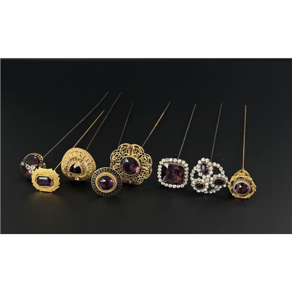 Victorian Amethyst Paste Hat Pins