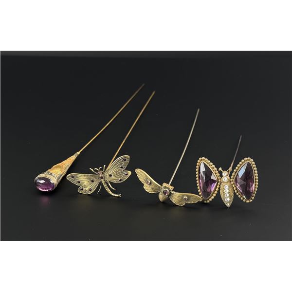 Victorian Amethyst Paste Hat Pins